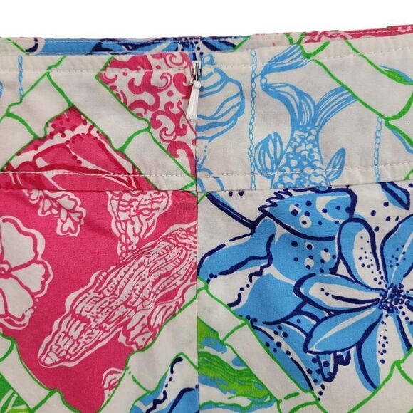 Lilly Pulitzer Jubilee Skirt 12 Multicolor‎ Patch Print A-line Mini Vibrant Fish - Picture 9 of 12